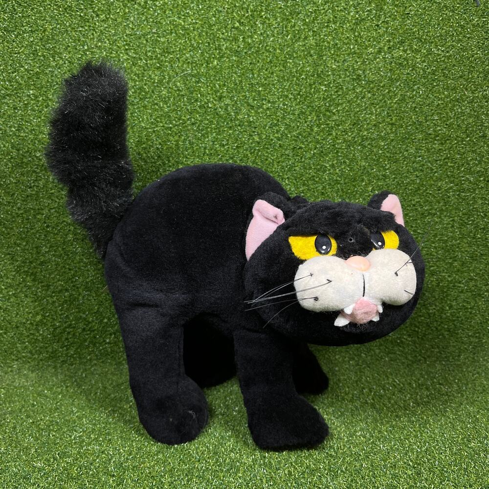 Vintage 1994 Gibson Greetings Plush Fraidy Black Cat Meow Halloween